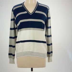 Lamoda V Neck Cashmerlon Stripe Sweater